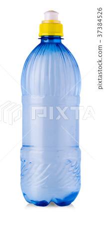 Plastic blue bottle isolated on white background. 37384526