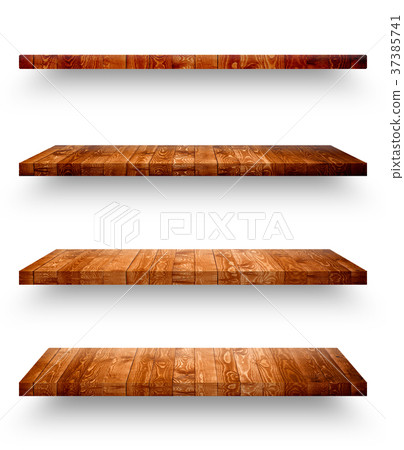 Wooden shelf template set isolated 37385741