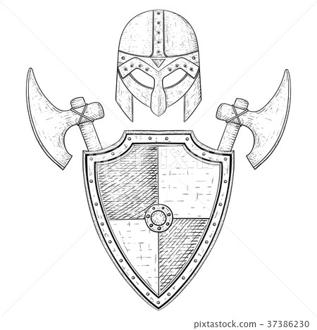 viking warrior helmet drawing