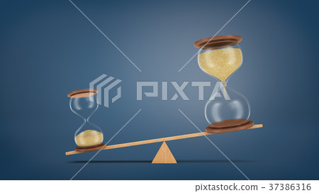 3d rendering of a wooden seesaw with two 37386316