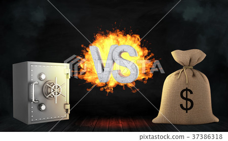 3d rendering of a large letters VS stand flaming 37386318