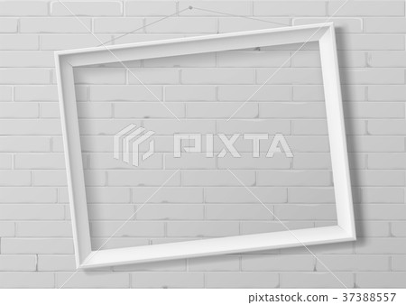 Horizontal white empty frame from wood 37388557