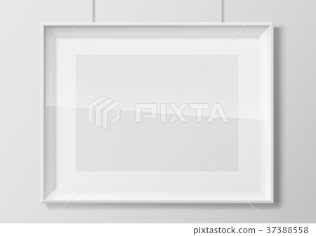 Horizontal white photo frame with glass 37388558