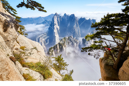 Scenic view from the Mount Hua, China. Scenic view from the Mount Hua, China. 37390605