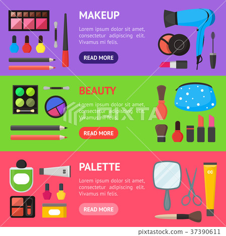 Flat Make Up Tools Cosmetics, Mascara and Brushe 37390611