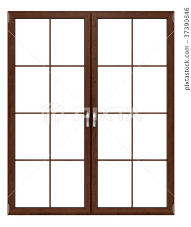 brown wooden window isolated on white background brown wooden window isolated on white background 37390846