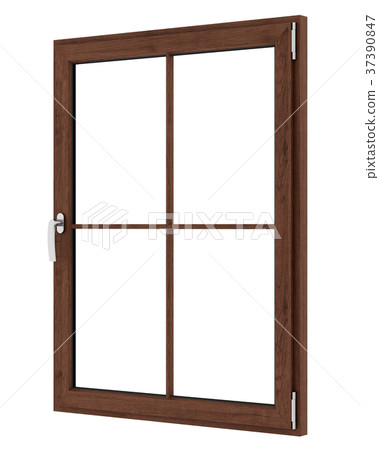 brown wooden window isolated on white background brown wooden window isolated on white background 37390847