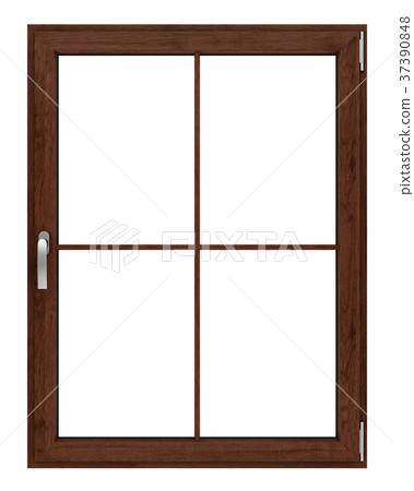 brown wooden window isolated on white background brown wooden window isolated on white background 37390848