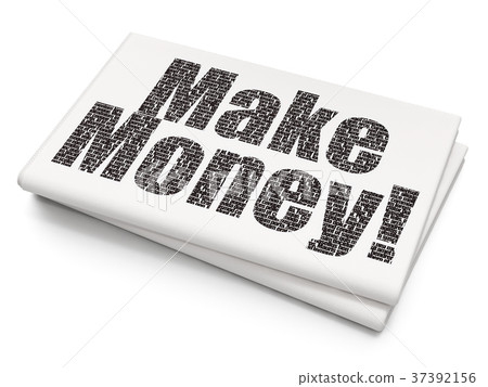 Business concept: Make Money! on Blank Newspaper 37392156