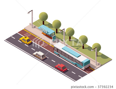 Vector isometric bus stop 37392234