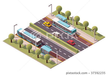 Vector isometric bus stop 37392235
