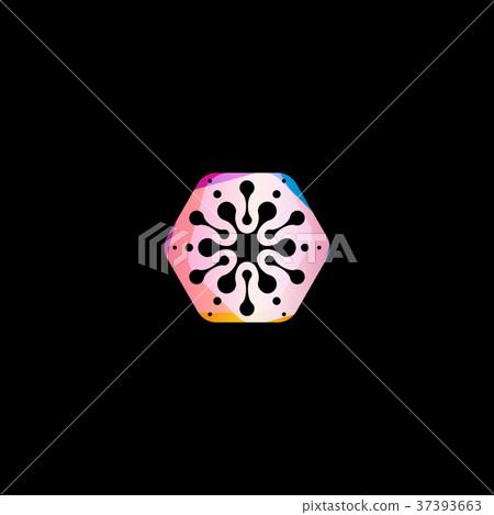 Abstract snowflake colorful shape. Unusual circles 37393663