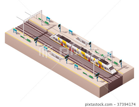 Vector isometric train station  37394174