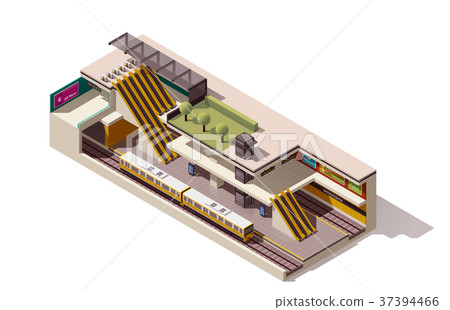 Vector isometric subway station cross section 37394466