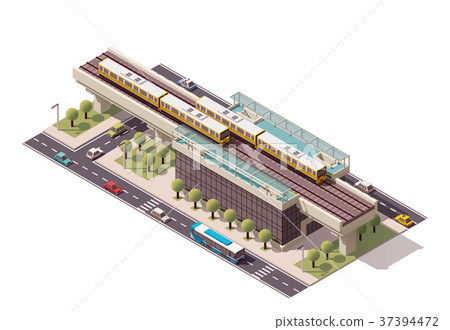 Vector isometric city train station Vector isometric city train station 37394472
