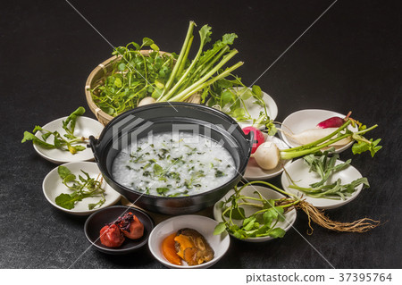 Wild vegetables porridge Wild grass porridge Japanese food 37395764