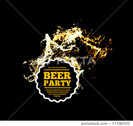 Beer party. Splash of beer with bubbles. Vector 37396505