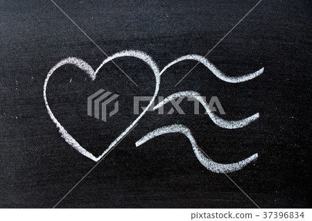 White color chalk drawing as heart shape 37396834
