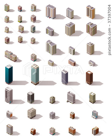 Vector isometric buildings set - Stock Illustration [37397004] - PIXTA