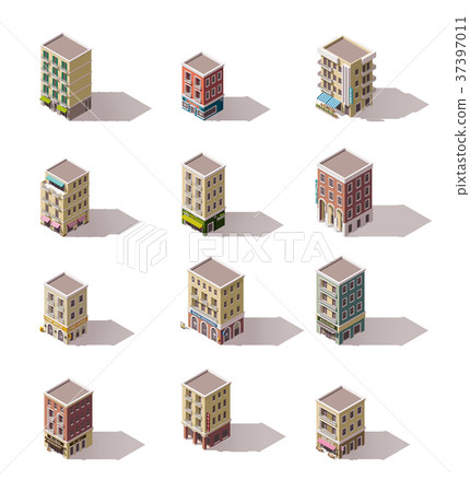 Vector isometric buildings set Vector isometric buildings set 37397011