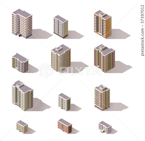 Vector isometric buildings set Vector isometric buildings set 37397012