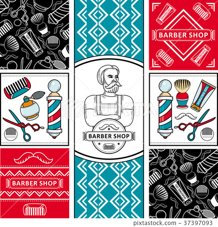 vector barber shop poster with symbol, hipster man 37397093