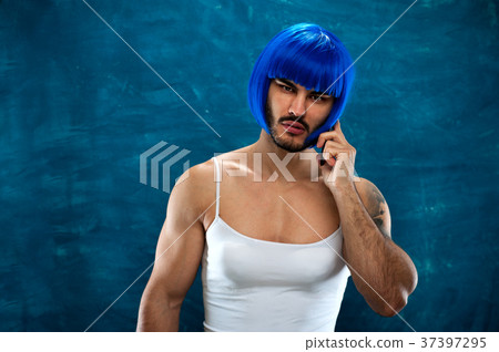 Portrait of Sensual male cross dressing person Portrait of Sensual male cross dressing person 37397295