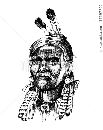 Native American Indian man with headdress and Native American Indian man with headdress and 37397702
