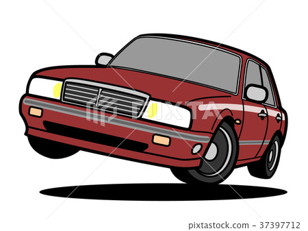 Nostalgic Big Sedan Wine-based Car Illustration Jump 37397712