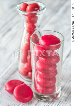Stack of mini cheese in the glass Stack of mini cheese in the glass 37397848
