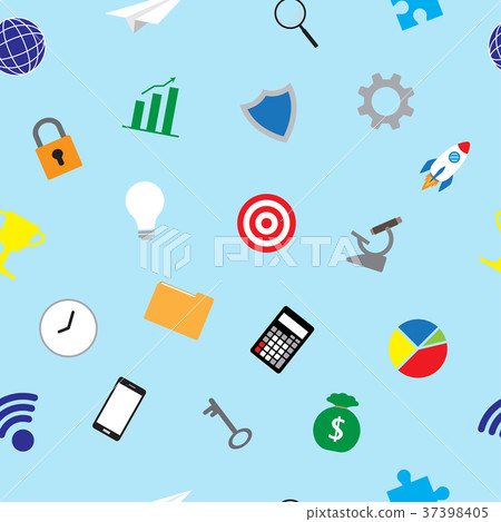 Business Icons Colorful Seamless Pattern - Stock Illustration [37398405 ...