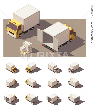 Vector isometric box truck icon set 37398582