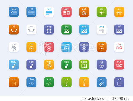 Vector file types icon set Vector file types icon set 37398592