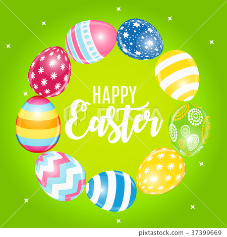 Happy Easter Cute Background with Eggs. Vector Happy Easter Cute Background with Eggs. Vector 37399669