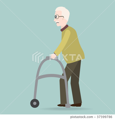 Elderly man and walker icon vector illustration - Stock Illustration ...