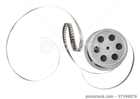 Old film strip on reel isolated on white  37399879