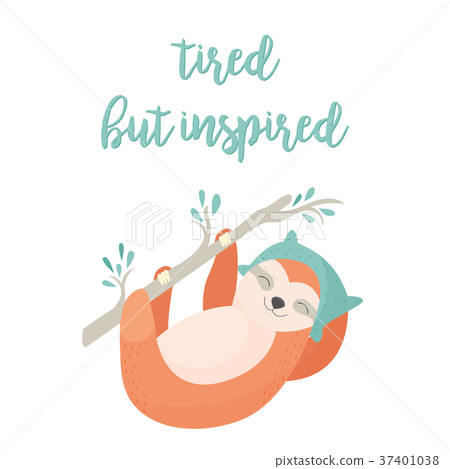 Funny sloth hanging on the branch. 37401038