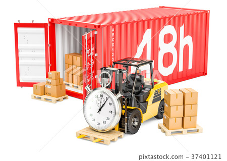 48 hours fast cargo shipping concept, 3D rendering 37401121