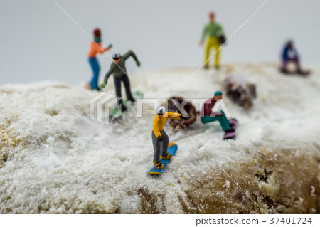 Concept snowboarding on a white mountain 37401724