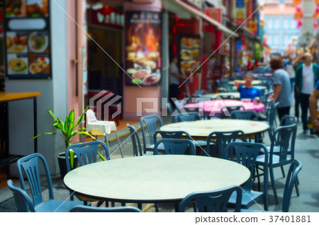 Street restaurant tables. Singapore Chinatown Street restaurant tables. Singapore Chinatown 37401881