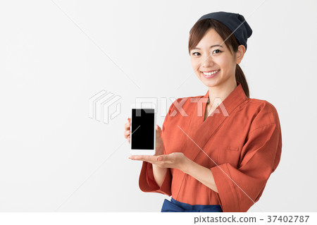 日本售貨員白色背景圖像 日本售貨員白色背景圖像 37402787