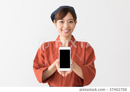日本售貨員白色背景圖像 37402788