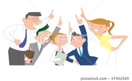 Several office workers pointing their fingers Several office workers pointing their fingers 37402989