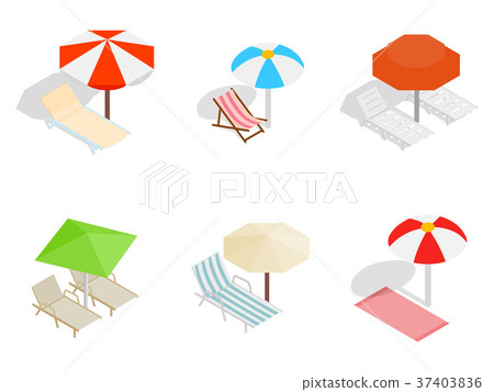 Deck chair icon set, isometric style 37403836