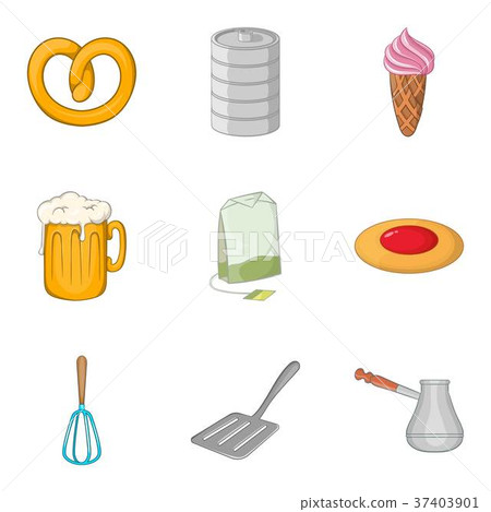 Hangover in the morning icons set, cartoon style 37403901