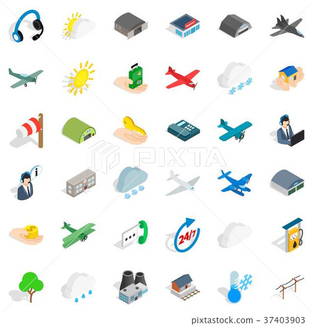 Flight icons set, isometric style 37403903