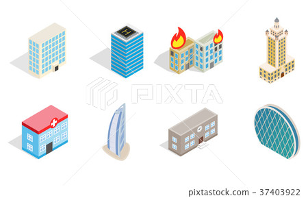 Sky tower icon set, isometric style 37403922