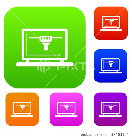 Laptop with 3D design set color collection 37403925