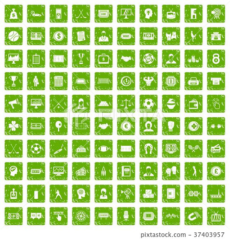 100 totalizator icons set grunge green 37403957