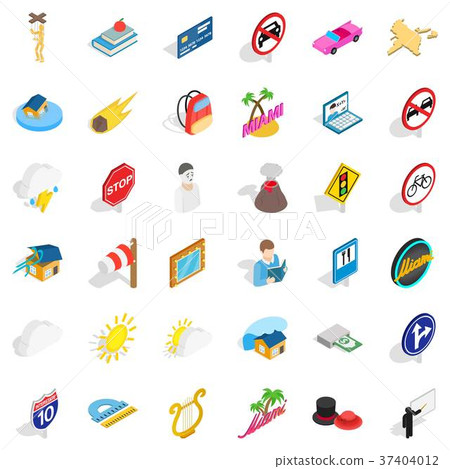 Volcano icons set, isometric style 37404012